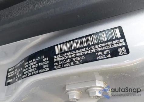 2015 Jeep Renegade Latitude из США, поврежденный, VIN ZACCJABH7FPB99165